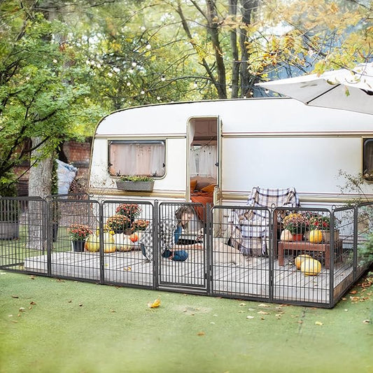 Dog Playpen with Extra Large Door Dog Fence Outdoor for Yard Indoor Dog Pen 40inch 14 Panels Dog Pens Outside Anti-Rust Pet Fence Portable Dog Fence for RV Camping Yard