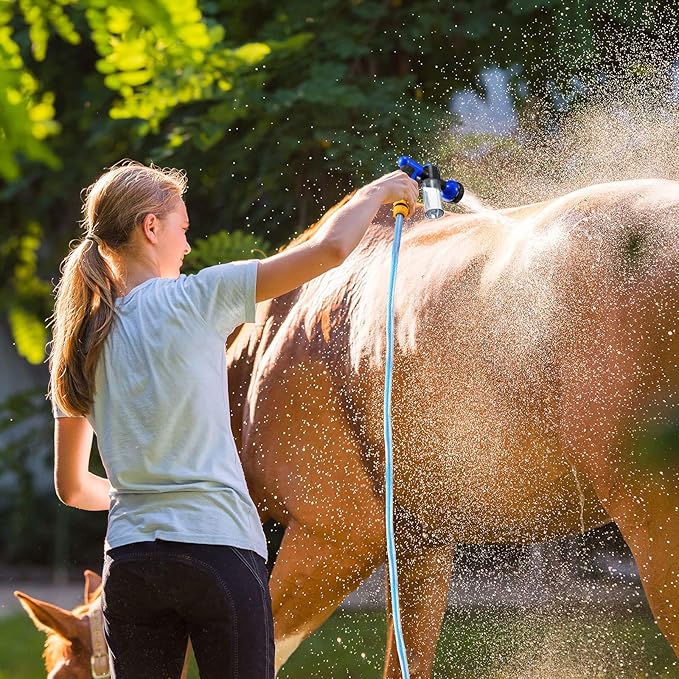 6 Pieces Dog Wash Hose Attachment with Soap Dispenser Pet Bathing Tool Set Dog Comb Brush for Pet Washing(9.45 x 6.3 x 2.48 Inch,Blue)