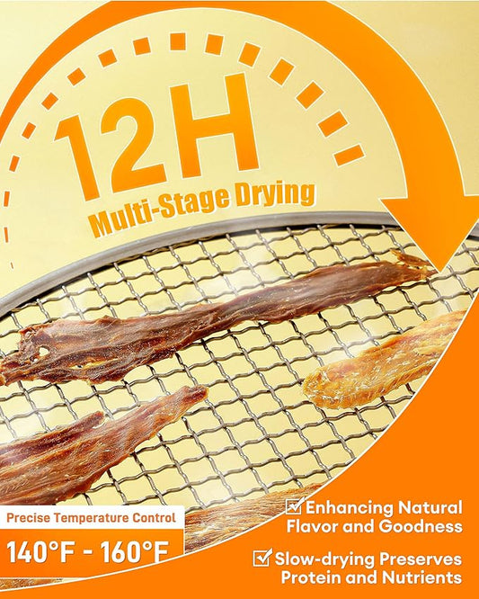 Chicken & Duck Jerky Dog Treats - Natural Dog Treats, 17.6 oz Sealed Box, 12-Hour Slow-Dried for Maximum Flavor and Nutrients, Preservative-Free, Perfect for Training & Healthy Snacking