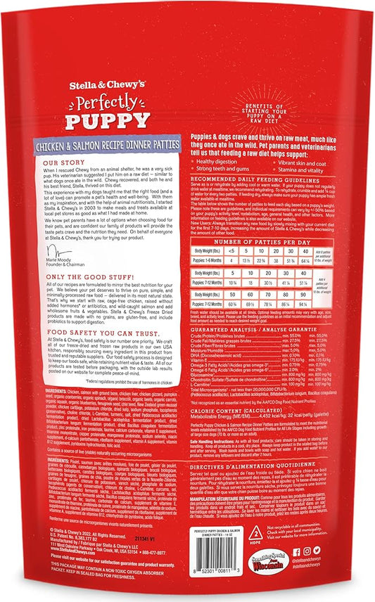 Stella & Chewy's Freeze Dried Raw Dinner Patties – Crafted for Puppies – Grain Free, Protein Rich Perfectly Puppy Chicken & Salmon Recipe – 14 oz Bag