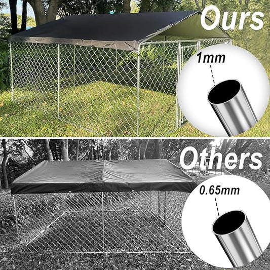 Extra Large Outdoor Dog Kennels, Heavy Duty Dog Playpen for Outdoor Summer, Dog Enclosures with Lockable Door, Metal Dog Cage with Waterproof and UV-Resistant Cover for Yard