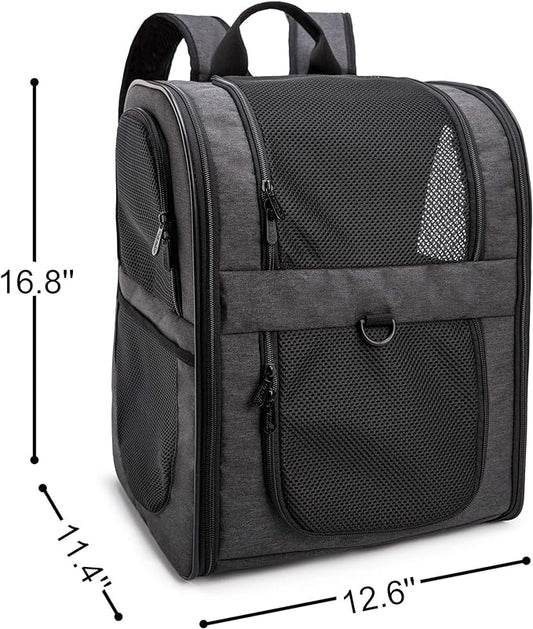 Apollo Walker Pet Carrier Backpack for Large/Small Cats and Dogs, Puppies, Safety Features and Cushion Back Support for Travel, Hiking, Outdoor Use (Black)