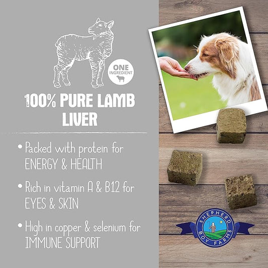 Freeze Dried Dog and Cat Treats, Lamb Liver, All Natural Single Ingredient Freeze-Dried Dog Treat & Dog Snacks, Made in USA, High Protein, Essential Nutrition of Raw Dog Food, 8oz