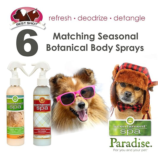 Best Shot Scentament Spa Botanical Body Splash, Detangler Spray, Body Spray for Pets, Cat and Dog Cologne Spray, Tropical Breeze, 8 Oz.