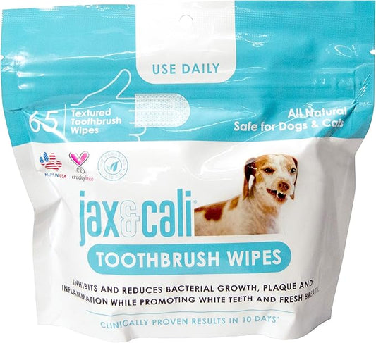 JAX & CALI All Natural Pet Toothbrush Wipes & Extra Large Paw and Body Wipes
