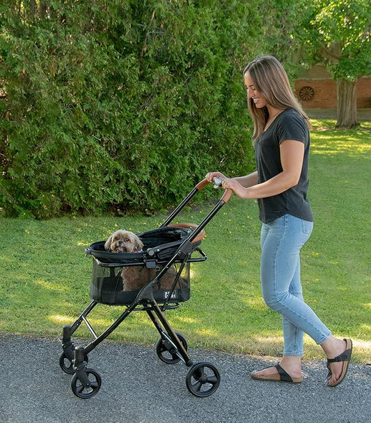 Pet Gear 3-in-1 Travel System, View 360 Stroller Converts to Carrier and Booster Seat with Easy Click N Go Technology, for Small Dogs & Cats, 4 Colors New Jet Black