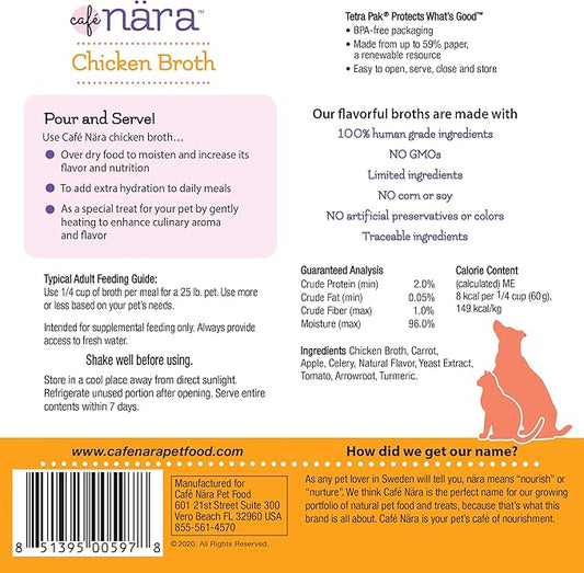 Café Nara Chicken Broth Meal Topper for Dogs and Cats - 1.1 lbs.