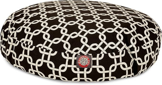 Black Links Small Round Indoor Outdoor Pet Dog Bed With Removable Washable Cover By Majestic Pet Products