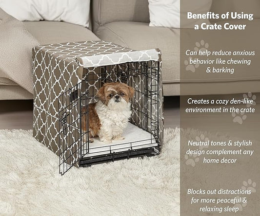 MidWest Homes for Pets Dog Crate Cover, Privacy Dog Crate Cover Fits Midwest Dog Crates, Crate Cover Only; Machine Wash & Dry; Brown Geo Print; 24 inch