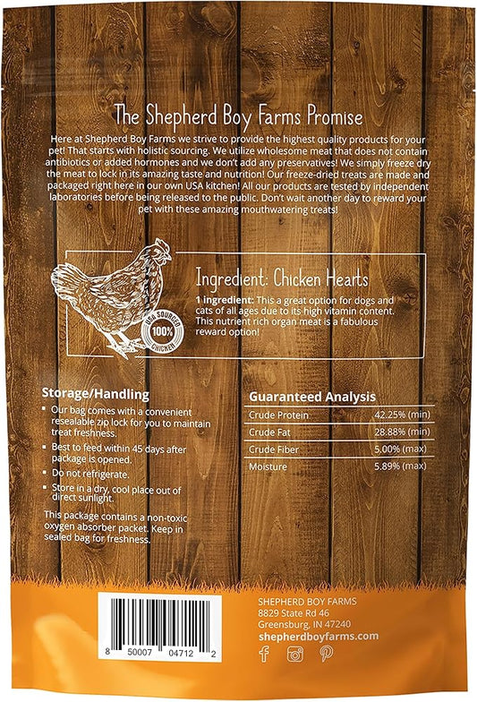 Freeze Dried Dog and Cat Treats, Chicken Heart, All Natural Freeze-Dried Dog Treat & Dog Snacks, Made in USA, High in Protein, Essential Nutrition of Raw Dog Food, 8oz