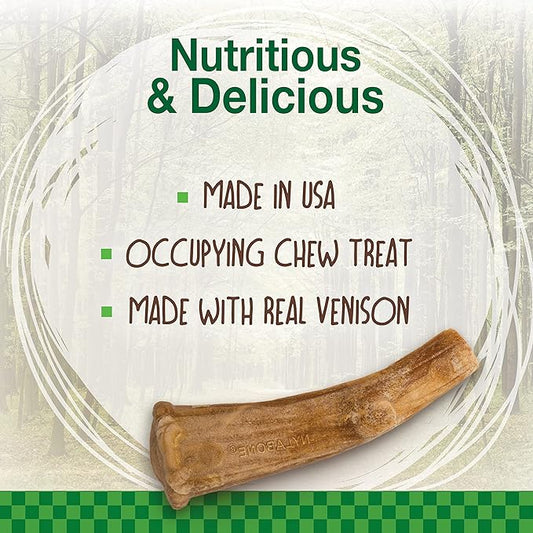 Nylabone Healthy Edibles WILD Antler Natural Long Lasting Venison Flavor Dog Chew Treats Medium/Wolf (2 Count)