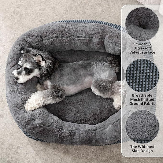 INVENHO Medium Dog Beds for Medium Dogs Washable, Rectangle Dog Bed Medium Size Dog, Orthopedic Dog Bed, Warming Soft Calming Sleeping Puppy Bed Durable Pet Bed with Anti-Slip Bottom M(30"x24"x9")