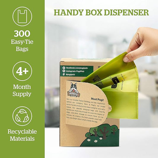 Pogi's 300 Unscented Dog Poop Bags w/Handles and 100 Plant-based Grooming Wipes Bundle