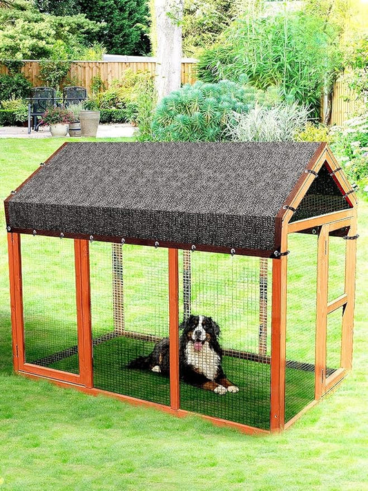 10 by 10 Feet Dog Kennel Cover Mesh Shade Panel with Grommets - Weather Guard Extra Large All Season Dog Run Cover & Roof - Fit for 10ft. X 10ft. Outdoor Cages and Large Pet