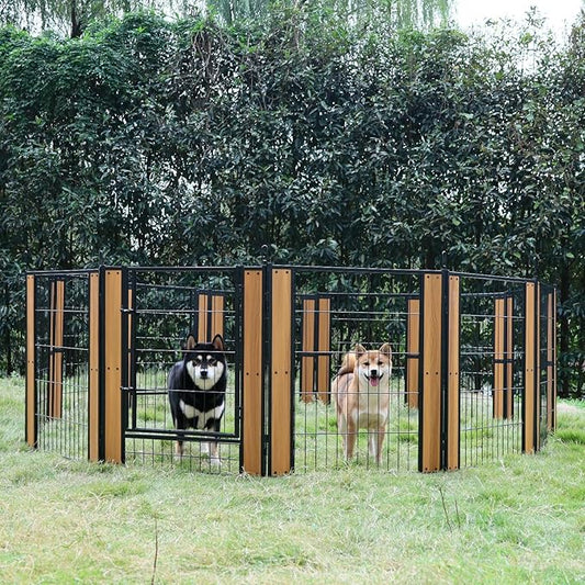 Heavy Duty Dog Playpen - 32 Inch Height - Indoor/Outdoor Pet Fence - Foldable Exercise Pen for Medium & Small Dogs