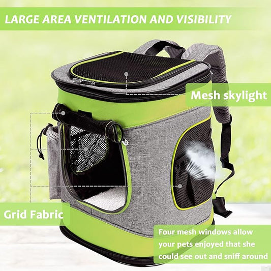 Kritter Planet Pet Carrier Backpack for Dogs and Cats, Breathable Pet Backpack with 2 Mesh Window,Portable Pet Carrier for Camping