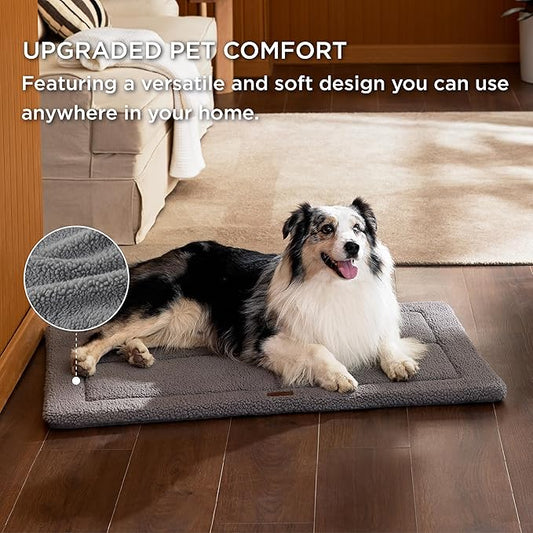 Bedsure Washable Dog Bed for Large Dog, Reversible Foam Floor Dog Mat, Lightweight Travel Flat Pet Beds for Indoor & Outdoor Dogs (44" x 32", Grey)