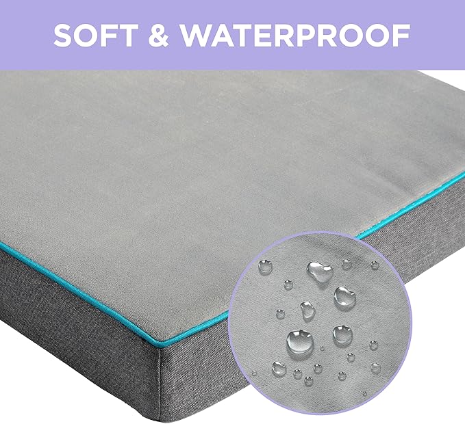 Lesure Dog Bed Cover Flannel - Large Dog Bed Washable Removable Cover, Plush Fleece Replacement Cover for Orthopedic Pet Mad Beds, 35x22x3 Inches Grey