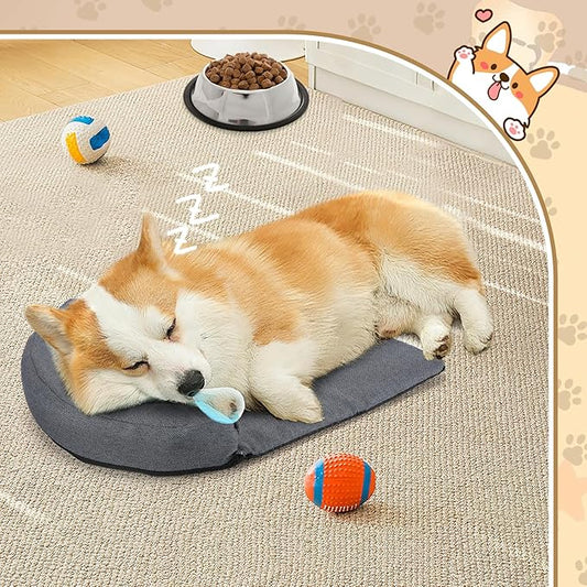 Dog Pillow Benefit for Cervical Vertebra/Neck -Dog Calming Pillow for Soothing Joints and Improving Sleep, Arched Dog Bed Pillow with Sponge Support, Washable for Small Medium Dogs, M