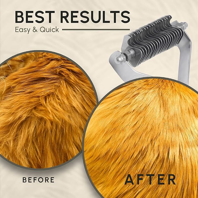 Flamia & Jabz Undercoat Rake for Dogs & Cats, Dematting Grooming Stripper Tool (20 Blades)