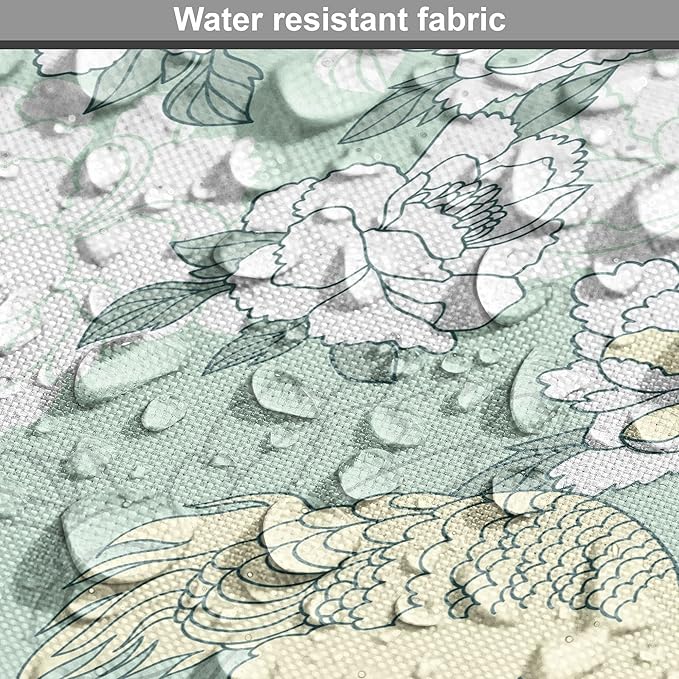 Lunarable Traditional Dog Crate Cover, Japanese Cranes Peonies Cultural Aspects Symbolic of Happy Life, Easy to Use Pet Kennel Cover for Medium Large Dogs, 42 Inch, Avocado Green Pale Green