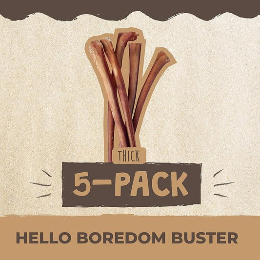 Mighty Paw Naturals Bully Sticks for Dogs - Grass Fed Beef Dog Chews. Dog Bully Sticks for Large Dogs, Medium and Small Breeds. Lower Odor Bully Sticks for Small Dogs. Single Ingredient (12" - 5 Pack)