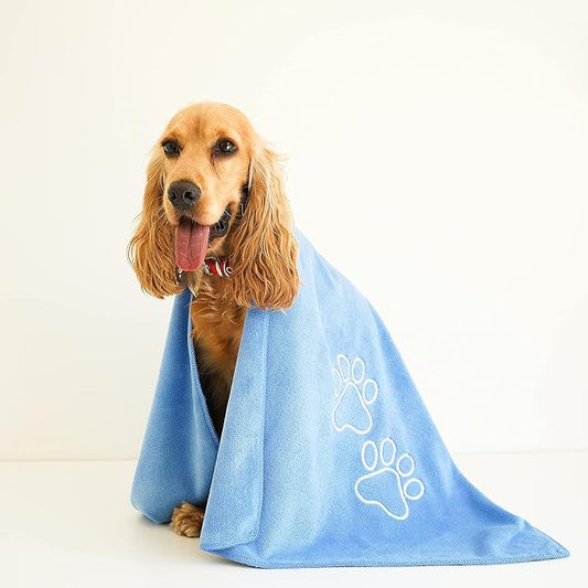 Unconditional Love | Premium Pet Drying Towel | Ultra Absorbent and Soft Microfiber Towel for Dogs and Cats (Blue)