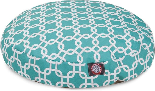 Teal Links Small Round Indoor Outdoor Pet Dog Bed With Removable Washable Cover By Majestic Pet Products