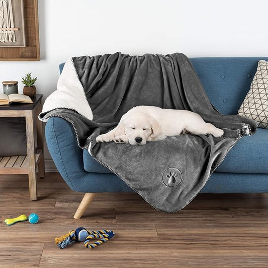 Waterproof Pet Blanket Collection– Reversible Throw Protects Couch, Car, Bed from Spills, Stains, or Fur – Dog and Cat Blankets by PETMAKER Dark Gray Large