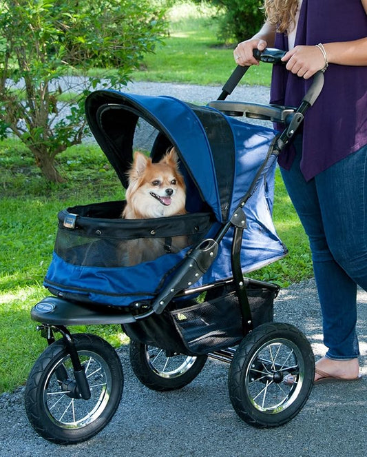 Pet Gear No-Zip Jogger Pet Stroller for Cats/Dogs, Zipperless Entry, Airless Tires, Easy One-Hand Fold, Cup Holder + Storage Basket