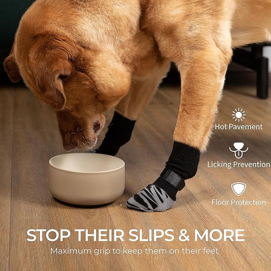 DOK TigerToes Premium Non-Slip Dog Socks for Hardwood Floors - Extra-Thick Grip That Works Even When Twisted - Prevents Licking, Slipping, and Great for Dog Paw Protection (XXL)