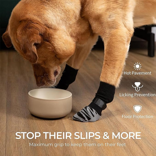 DOK TigerToes Premium Non-Slip Dog Socks for Hardwood Floors - Extra-Thick Grip That Works Even When Twisted - Prevents Licking, Slipping, and Great for Dog Paw Protection (XXS)
