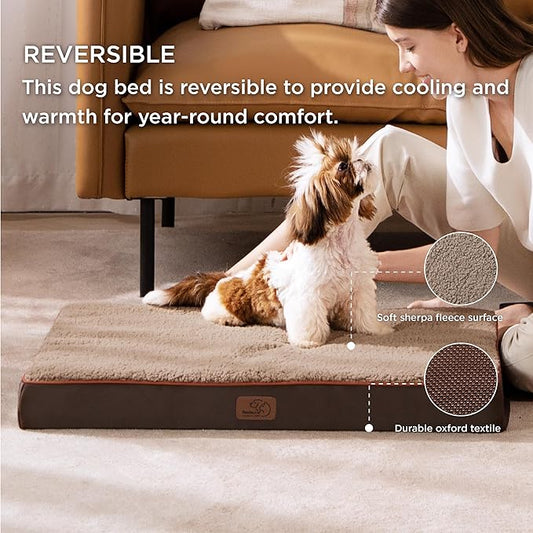 Bedsure Small Dog Bed for Small Dogs - Orthopedic Waterproof Dog Beds with Removable Washable Cover, Egg Crate Foam Pet Bed Mat, Suitable for Dogs Up to 20 lbs, Oxford Fabric Bottom