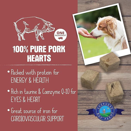 Freeze Dried Dog and Cat Treats, Pork Heart, All Natural Single Ingredient Freeze-Dried Dog Treat & Dog Snacks, Made in USA, High Protein, Essential Nutrition of Raw Dog Food, 8oz