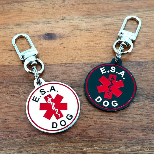 Service Dog ID Tag for Small & Large Dogs - Emotional Support ESA Medical Alert Collar Accessory - Durable Stainless Steel Service Animal Tag - Classic ESA Service Tag in Silver Large