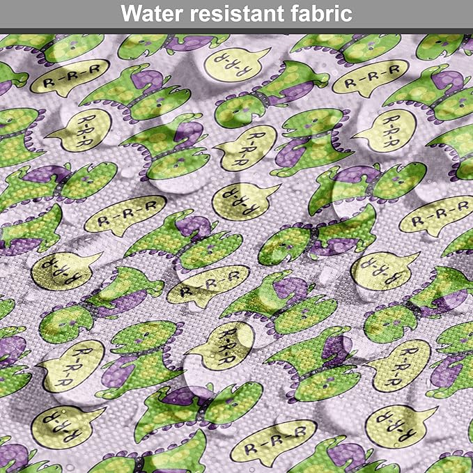 Lunarable Fantasy Dog Crate Cover, Green Dinosaurs Pattern Speech Bubbles Archeology Animal, Easy to Use Pet Kennel Cover for Medium Large Dogs, 42 Inch, Lilac Violet Green