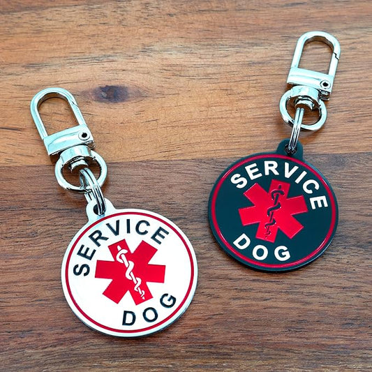 Service Dog ID Tag for Small & Large Dogs - Emotional Support ESA Medical Alert Collar Accessory - Durable Stainless Steel Service Animal Tag - Classic Service Tag in Black Small