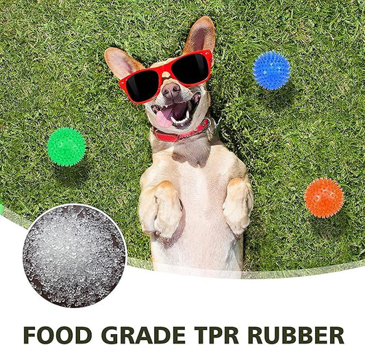 petizer 6 Pack 3.5” Squeaky Dog Toy Balls, Floating Pool Balls, Spiky Dog Balls, Durable Interactive Fetch Toys for Puppy, Dog Chew Toys for Teething (3.5", Medium/Large)