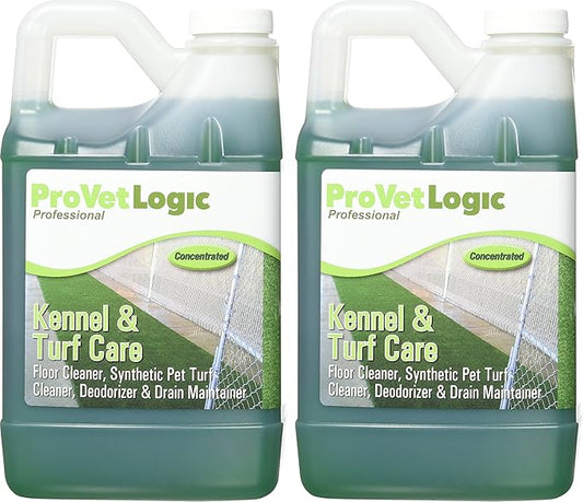 ProVetLogic Kennel Care, Pet Floor Cleaner, Synthetic Pet Turf Cleaner, Deodorizer and Drain Maintainer, Concentrated, 64 Ounces, 2-Pack...