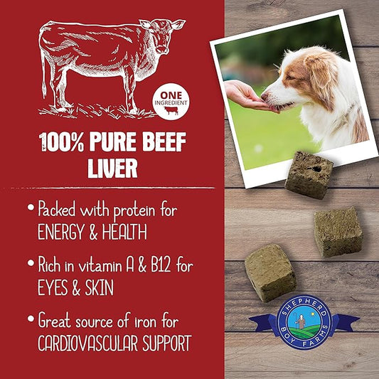 Freeze Dried Dog and Cat Treats, Beef Liver, All Natural Single Ingredient Freeze-Dried Dog Treat & Dog Snacks, Made in USA, High Protein, Essential Nutrition of Raw Dog Food, 8oz