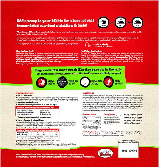 Stella & Chewy's Freeze-Dried Raw Cage-Free Duck Meal Mixer SuperBlends Grain-Free Dog Food Topper, 16 oz. bag, Freeze-Dried Raw Meal Mixer SuperBlends