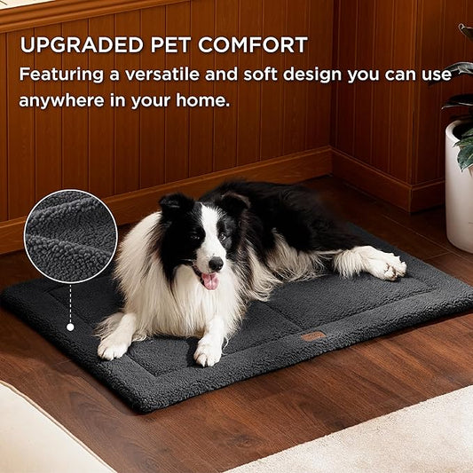 Bedsure Washable Dog Crate Bed for Large Dogs, Reversible Foam Floor Dog Mat, Lightweight Travel Flat Pet Beds for Indoor & Outdoor Dogs (41" x 28", Dark Grey)