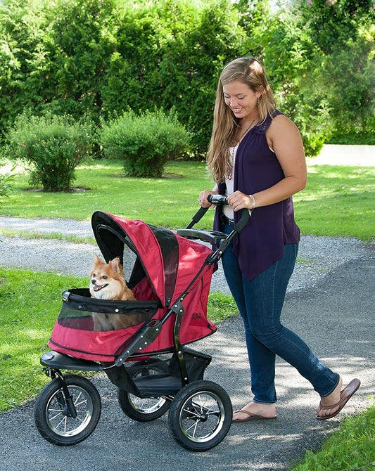 Pet Gear No-Zip Jogger Pet Stroller for Cats/Dogs, Zipperless Entry, Airless Tires, Easy One-Hand Fold, Cup Holder + Storage Basket