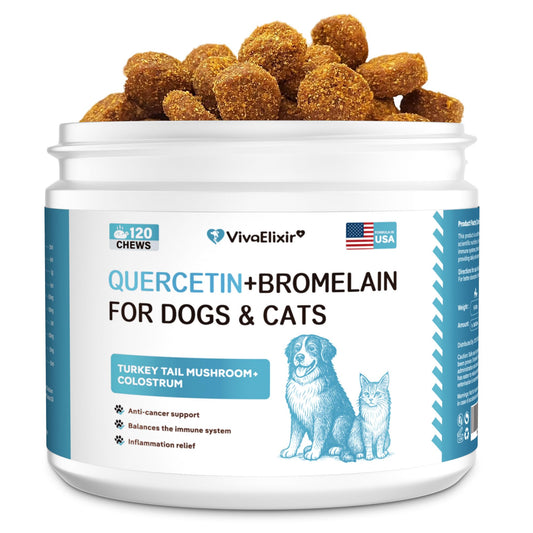 Quercetin for Dogs with Bromelain - Dog Allergy & Itch Relief Chews, Balanced Immune System – Skin & Ear Soothing Support for Yeast Infection, Hot Spots & Seasonal Allergies - 120 Treats