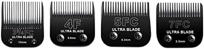 Detachable Pet Dog Grooming Blades of Stainless Steel,Compatible with Andi-s,Oster-A5,Wahl KM-10 Series, 7FC+5FC+4FC+3-3/4FC（4 Counts）