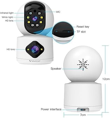 VSTARCAM 1080P Camera Dual-LensI, Pet Baby Monitor,360° Security Camera Indoor with Siren & Spotlight, Motion Detection, 2-Way Talk, Color Night Vision 005