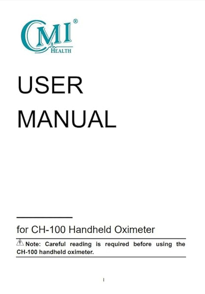 CMI Health CH-100 Handheld Pulse Oximeter - Measures Oxygen Level, Pulse Rate & Respiration Rate - Adjustable Audio & Visual Alarm - 1440 Hours of Continuous Data Storage