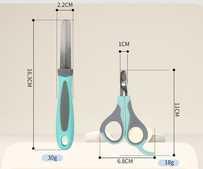 Pet Nail Clippers, Small Animal Toenail Trimmer Kit, Multiple Sizes, Light Green and Silver