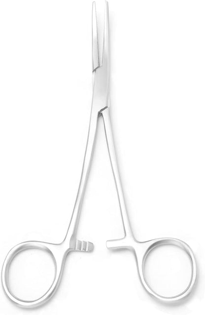 Professional Stainless Steel Pets Dogs Cats Hemostat Forceps Scissors Ear Hair Clamp Pulling Shears Plier Pet Dog Trimmer Accessories Straight Curved Silver (6.5 Inch Curved)