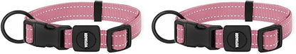 Best Pet Supplies Reflective Dog Collar with Adjustable Length, Heavy-Duty Buckle, and Strong Leash D-Ring, Training, Walking, Jogging Accessory for Small, Medium, and Large Breeds - Pink, S